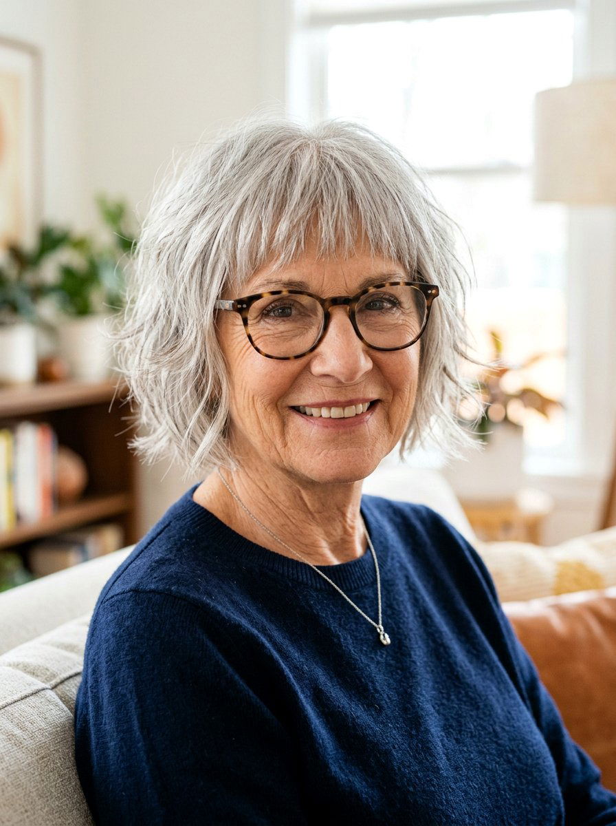 Short Shaggy Bangs for Older Women with Glasses - 20 short shag with glasses for older women - 20 short shag with glasses for older women