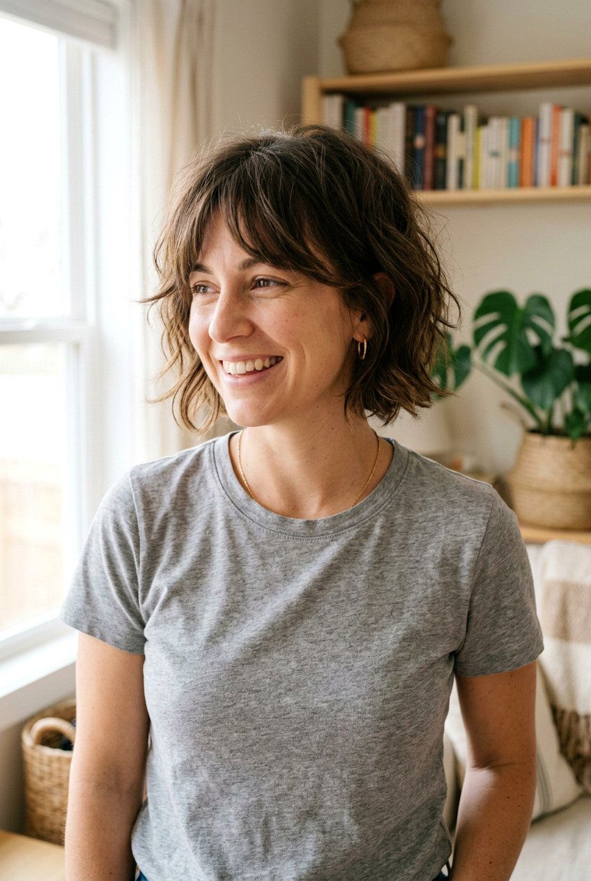 Short Shaggy Bob Postpartum Haircut - 20 postpartum haircuts for women - 20 postpartum haircuts for women