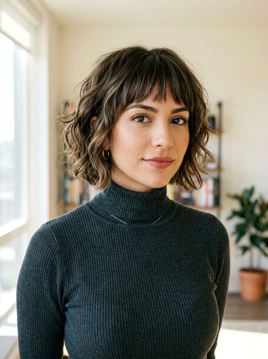 Short Shaggy Bob With Bangs - 20 shag haircut for thick wavy hair women - 20 shag haircut for thick wavy hair women