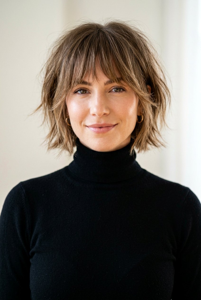 Short Shaggy Bob With Bangs - 20 shag haircut with curtain fringe - 20 shag haircut with curtain fringe