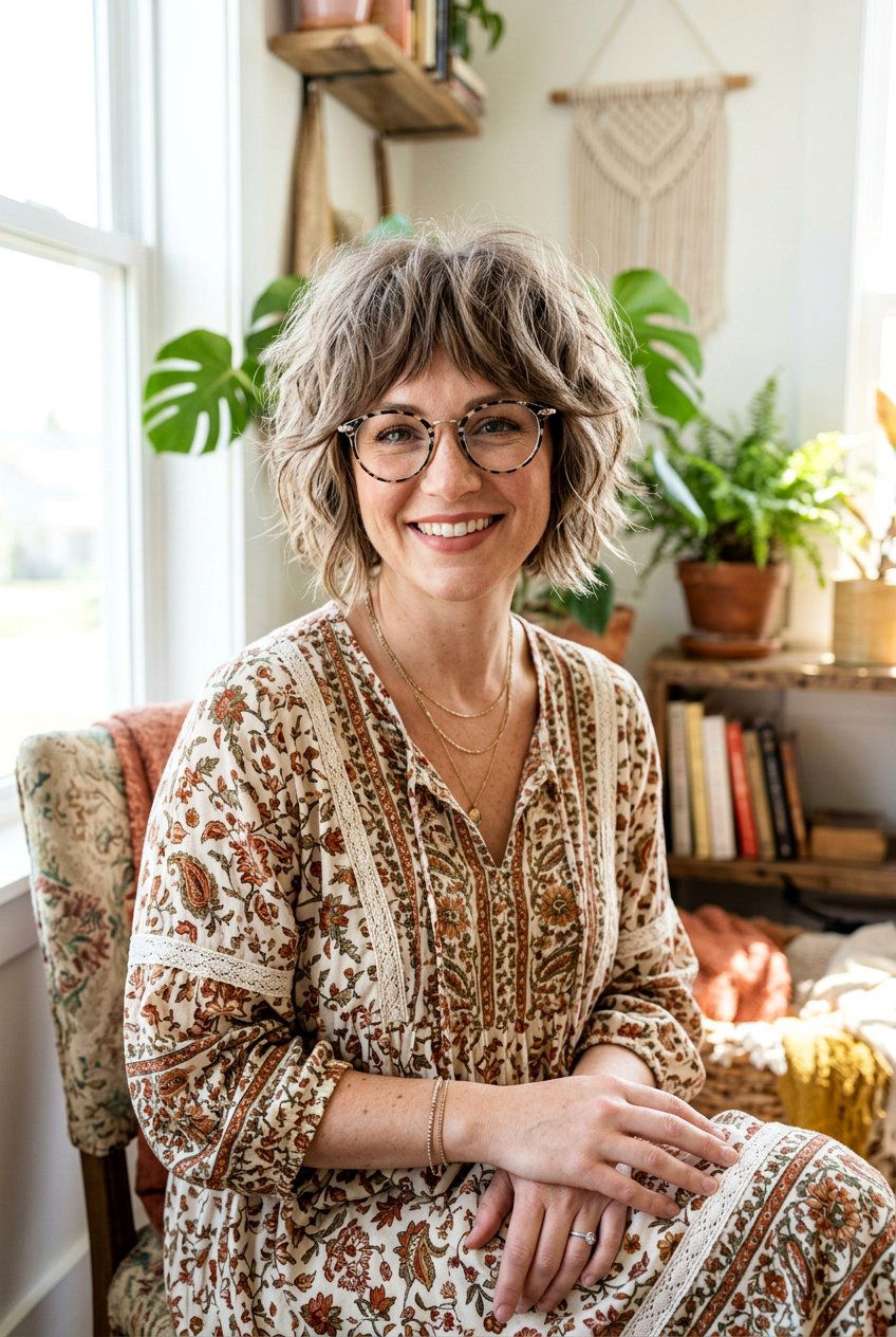Short Shaggy Bob With Glasses - 20 flattering short haircut for women with glasses - 20 flattering short haircut for women with glasses