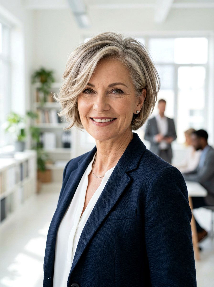 Short Side Part Bob With Layers - 20 side parted bob for older women - 20 side parted bob for older women