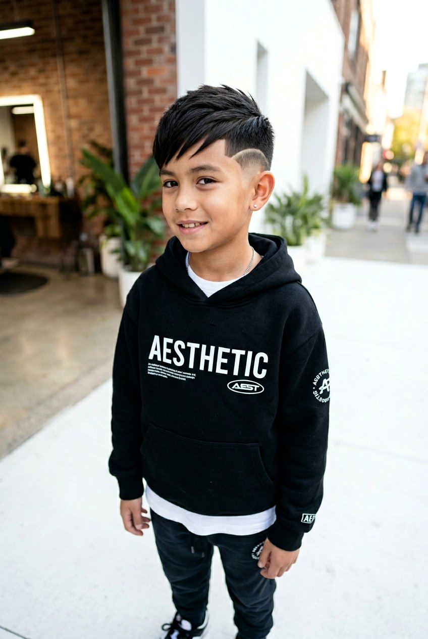 Short Side Swept Bangs With Burst Fade - 20 boys haircut with side swept fringe - 20 boys haircut with side swept fringe