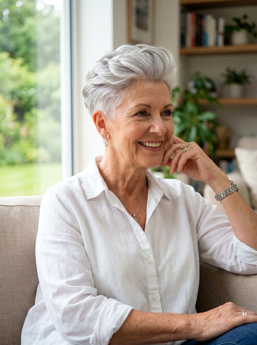 Short Silver Layered Pixie Cut - 20 silver layered pixie for older women - 20 silver layered pixie for older women