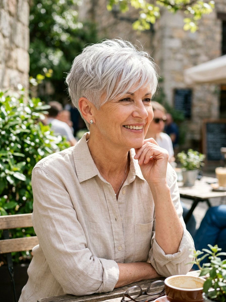 Short Silver Pixie Cut - 20 silver refresh for older women - 20 silver refresh for older women