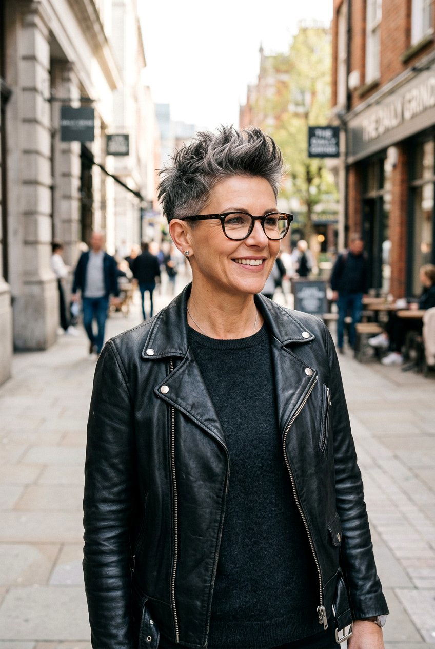 Short Spiky Haircut - 20 hairstyles for women with glasses over 40 - 20 hairstyles for women with glasses over 40