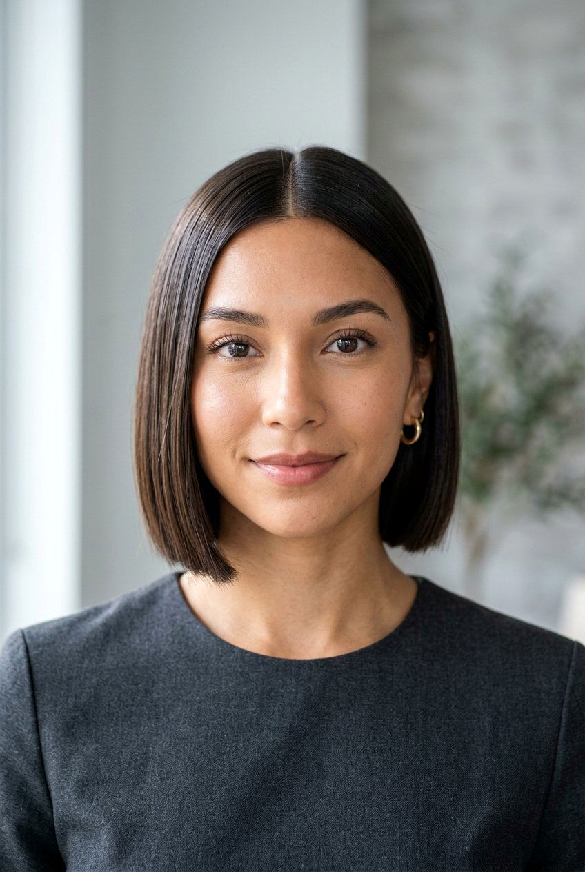 Short Straight Bob With Middle Part - 20 short straight hairstyles - 20 short straight hairstyles