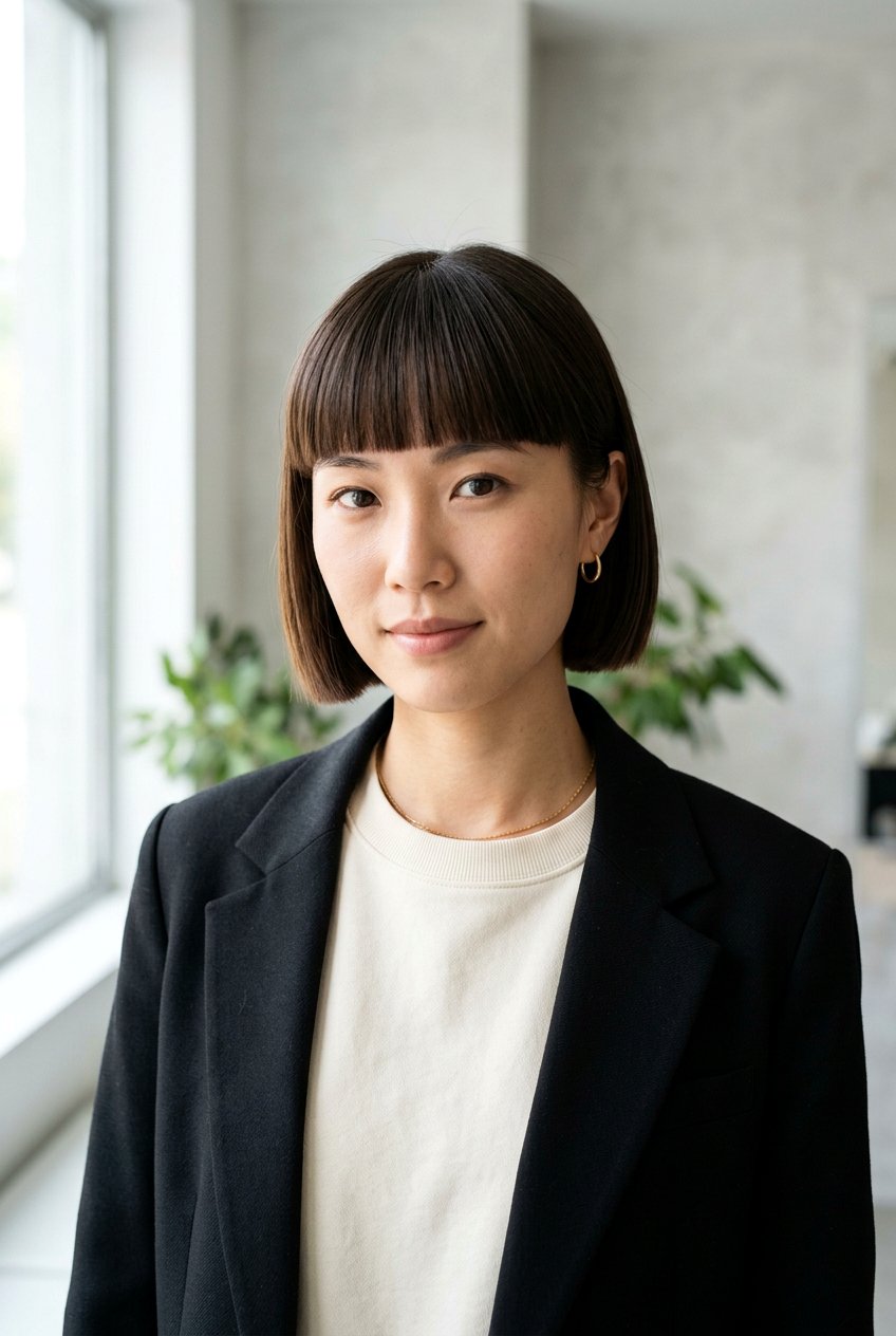 Short Straight Bob with Fringe - 20 minimalist haircuts for women - 20 minimalist haircuts for women