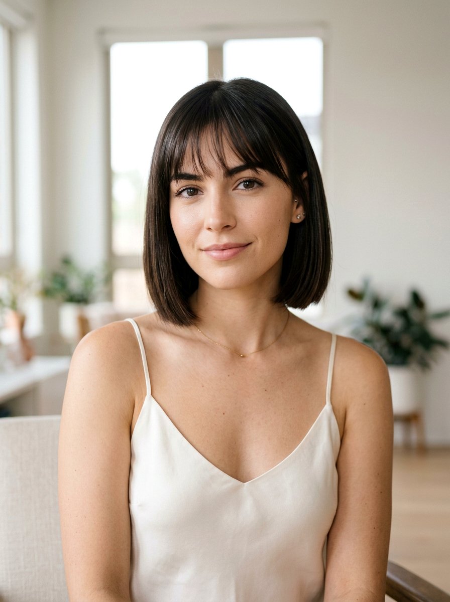 Short Straight Bob with Wispy Bangs - 20 short haircut with wispy bangs - 20 short haircut with wispy bangs