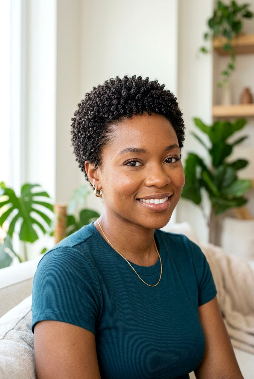 Short TWA Afro - 20 wash and go hairstyles - 20 wash and go hairstyles