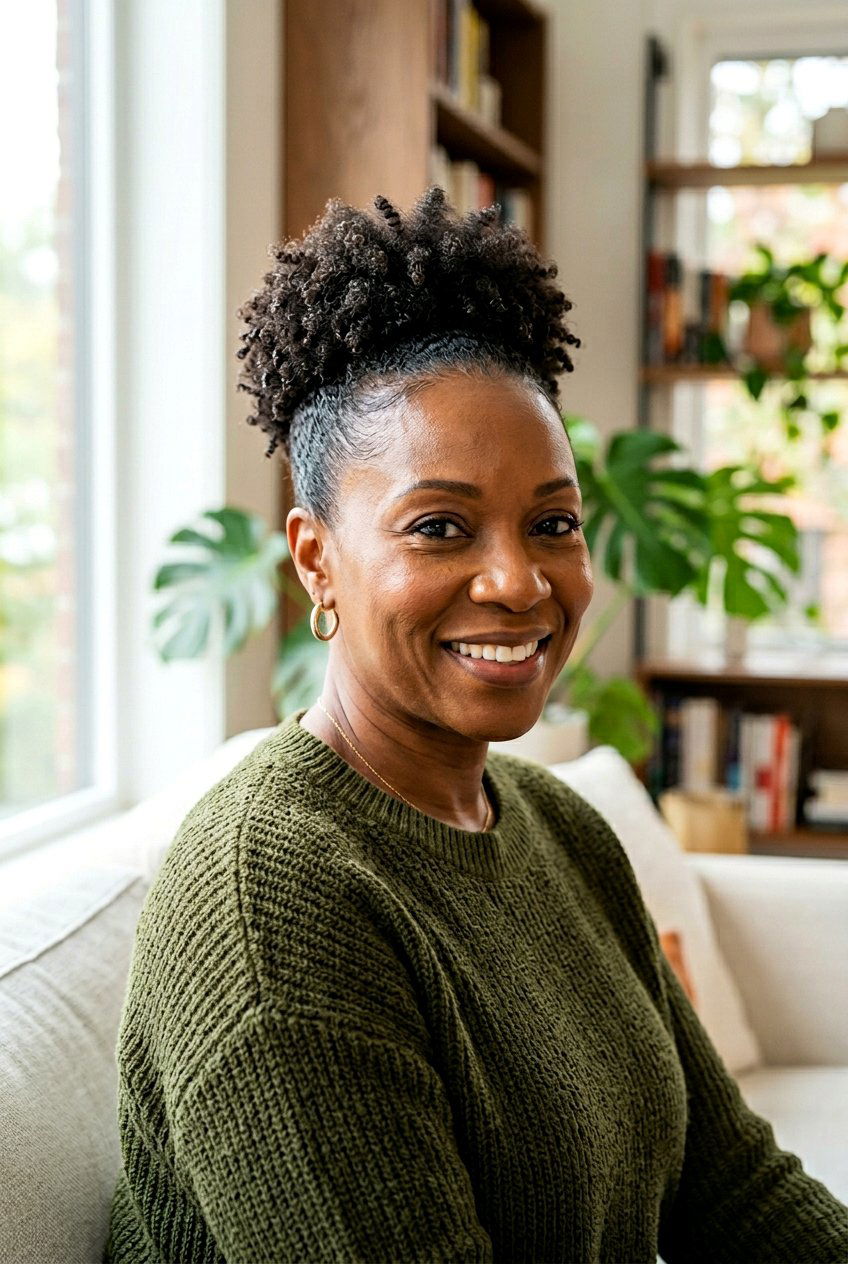 Short Tapered Afro Puff for Black Women Over 50 - 20 tapered cut for women over 50 black hair - 20 tapered cut for women over 50 black hair