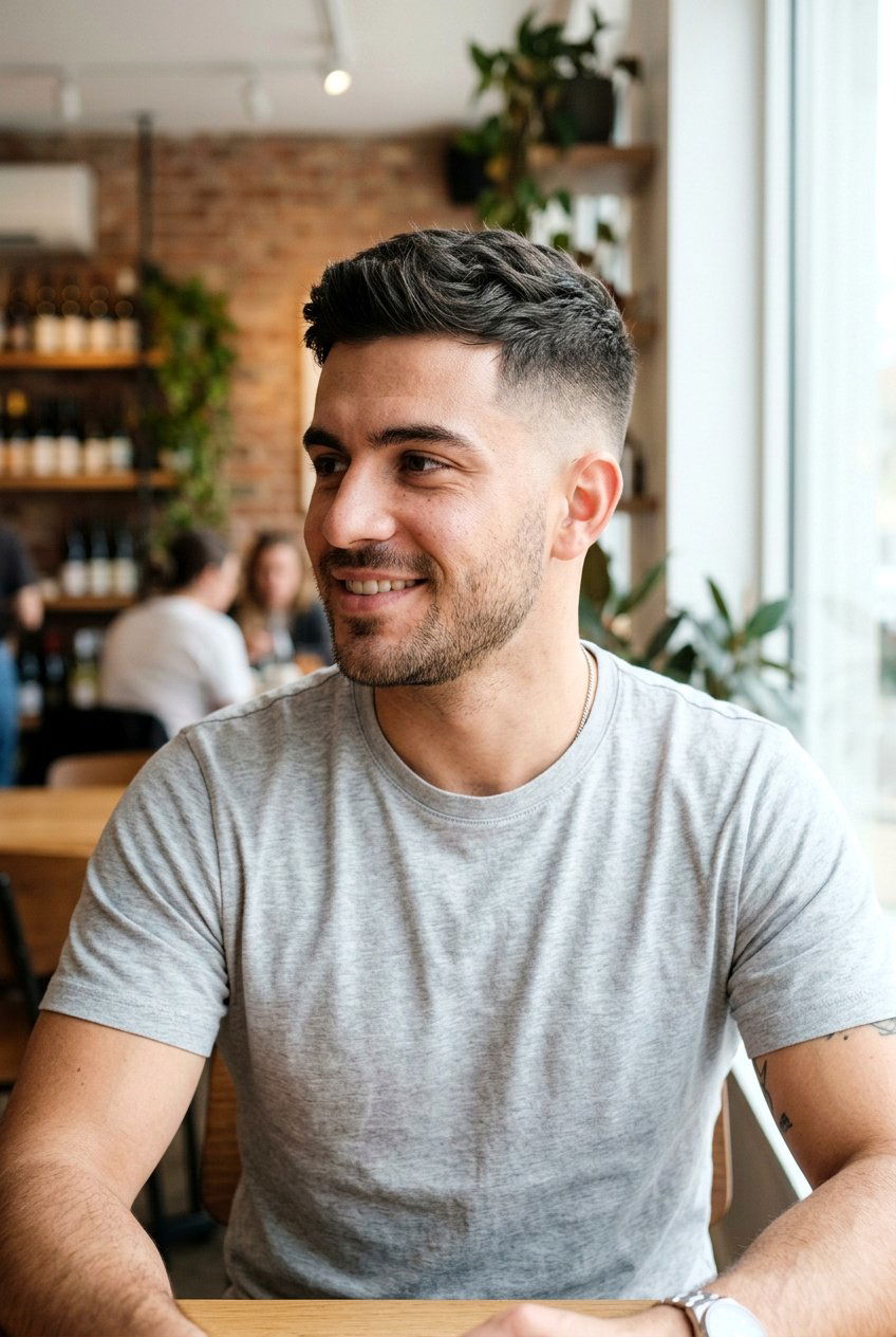 Short Textured Fade Haircut - 20 haircuts for cowlick in front - 20 haircuts for cowlick in front