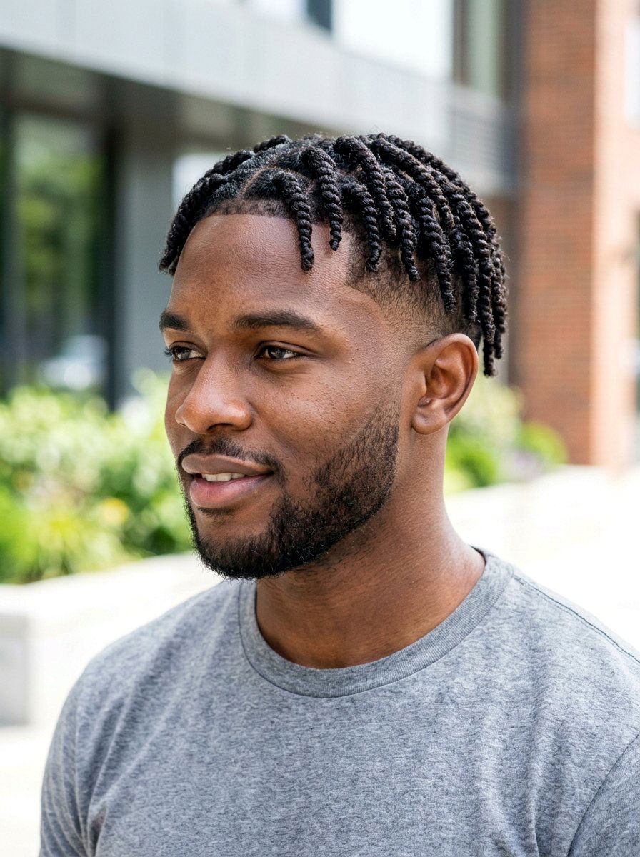 Short Two Strand Twists With Taper Fade - 20 twists with taper fade men - 20 twists with taper fade men