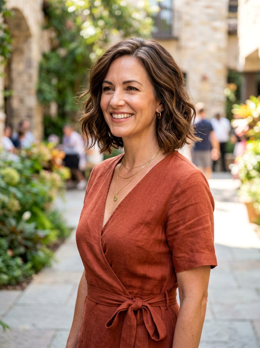 Short Wavy Bob - 20 short haircut for women over 40 - 20 short haircut for women over 40