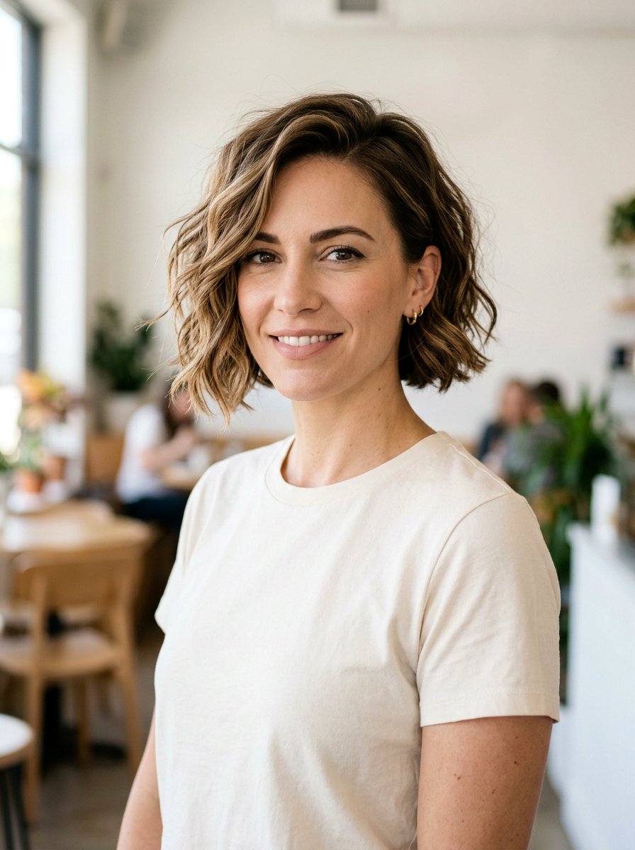 Short Wavy Bob With Deep Side Part - 20 wavy haircut with deep side part - 20 wavy haircut with deep side part