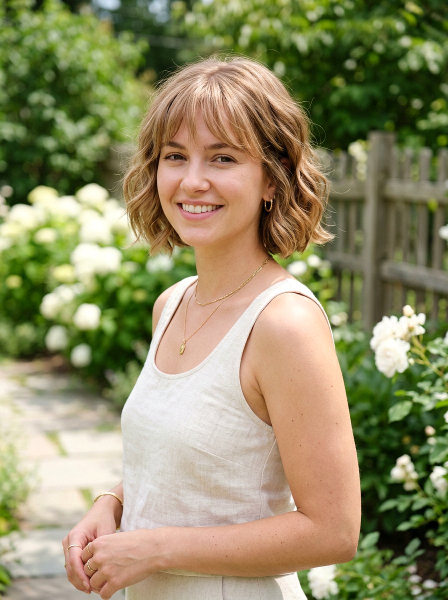 Short Wavy Bob With Wispy Bangs - 20 wavy haircut with wispy bangs - 20 wavy haircut with wispy bangs