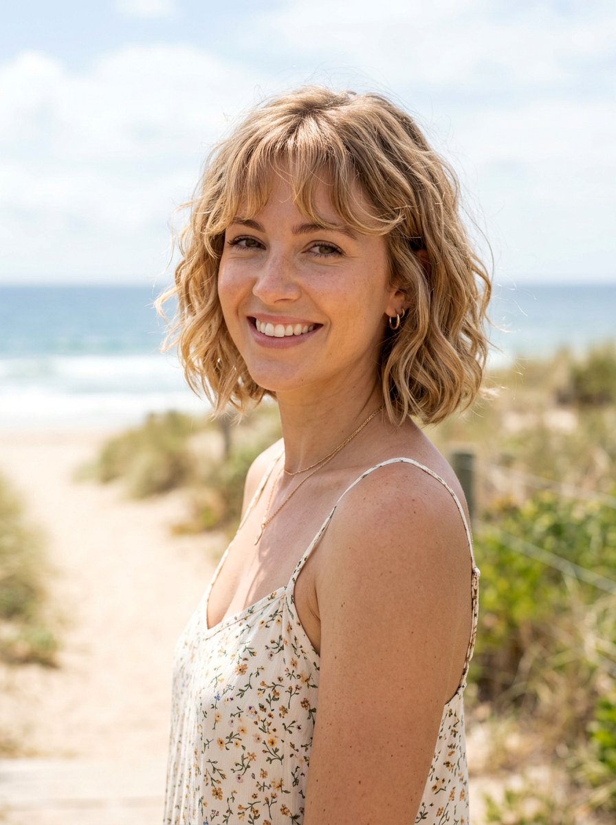 Short Wavy Bob with Wispy Bangs - 20 short haircut with wispy bangs - 20 short haircut with wispy bangs