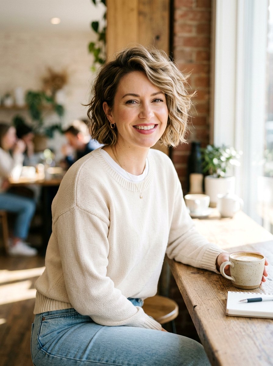 Short Wavy Haircut With Feathered Crown - 20 short haircut with feathered crown