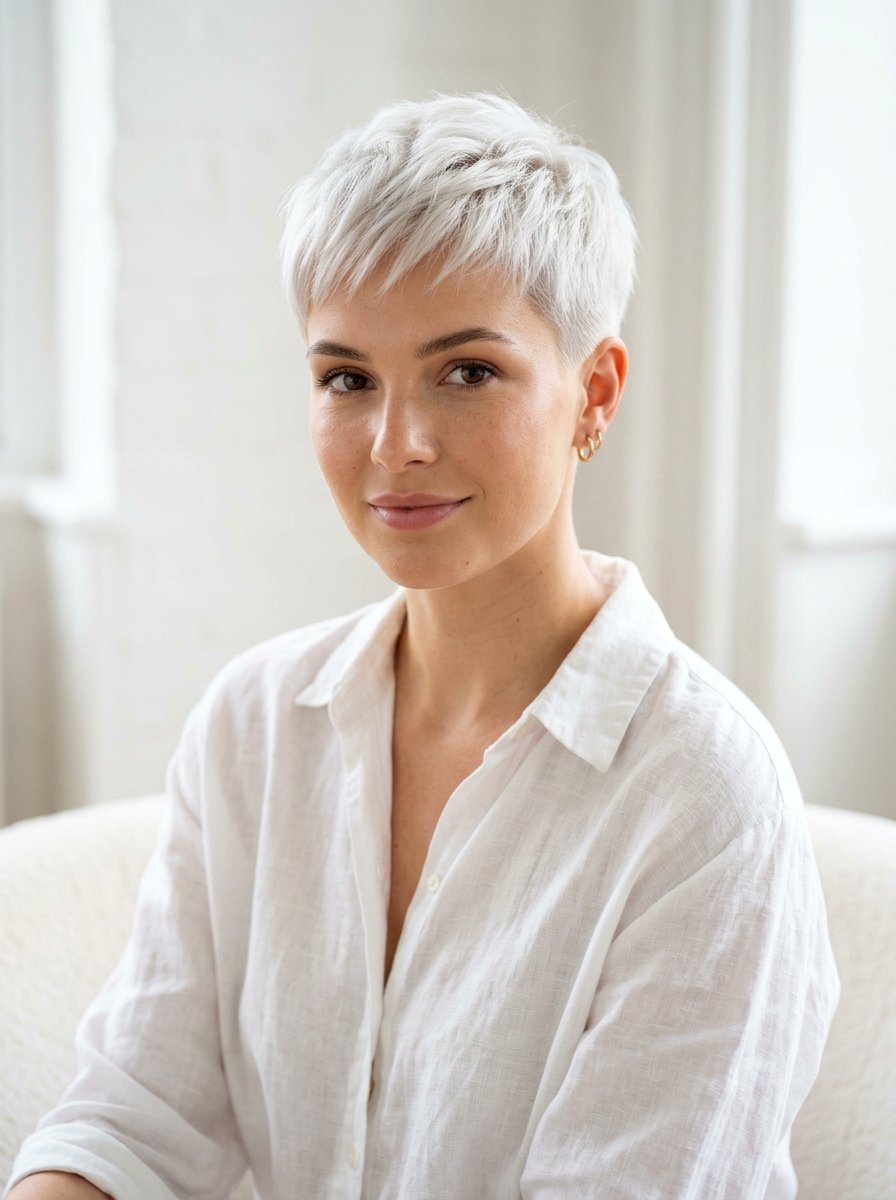 Short White Pixie Tapered Sides - 20 white pixie with tapered back - 20 white pixie with tapered back