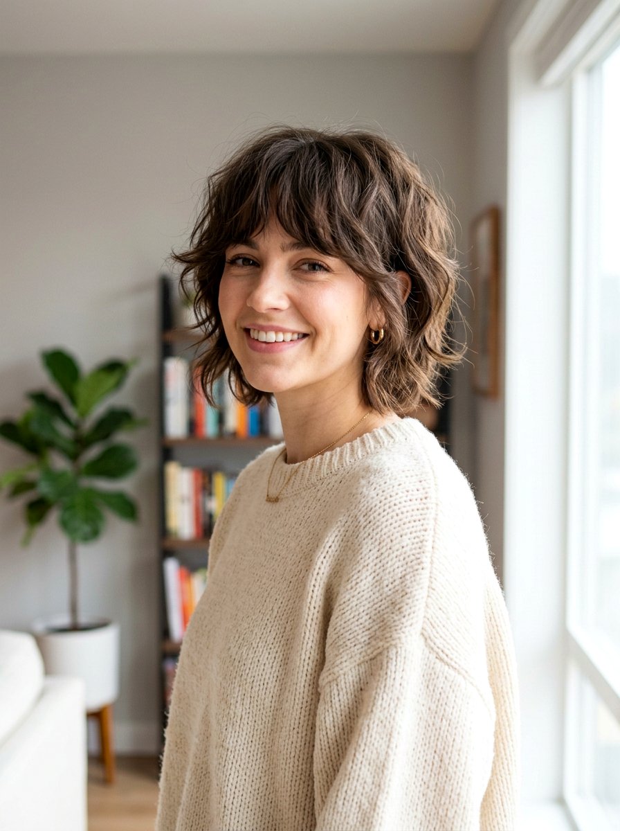 Short Wolf Cut With Curtain Bangs - 20 fall wolf cut ideas - 20 fall wolf cut ideas