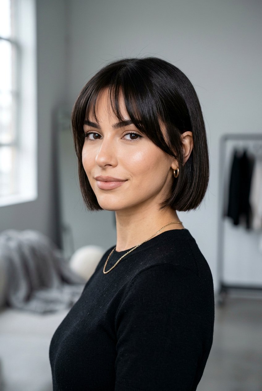 Short bob with bottleneck bangs - 20 bottleneck bangs haircut - 20 bottleneck bangs haircut