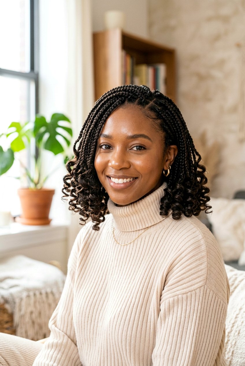 Short boho box braid bob with curls - 20 boho box braids with curls - 20 boho box braids with curls