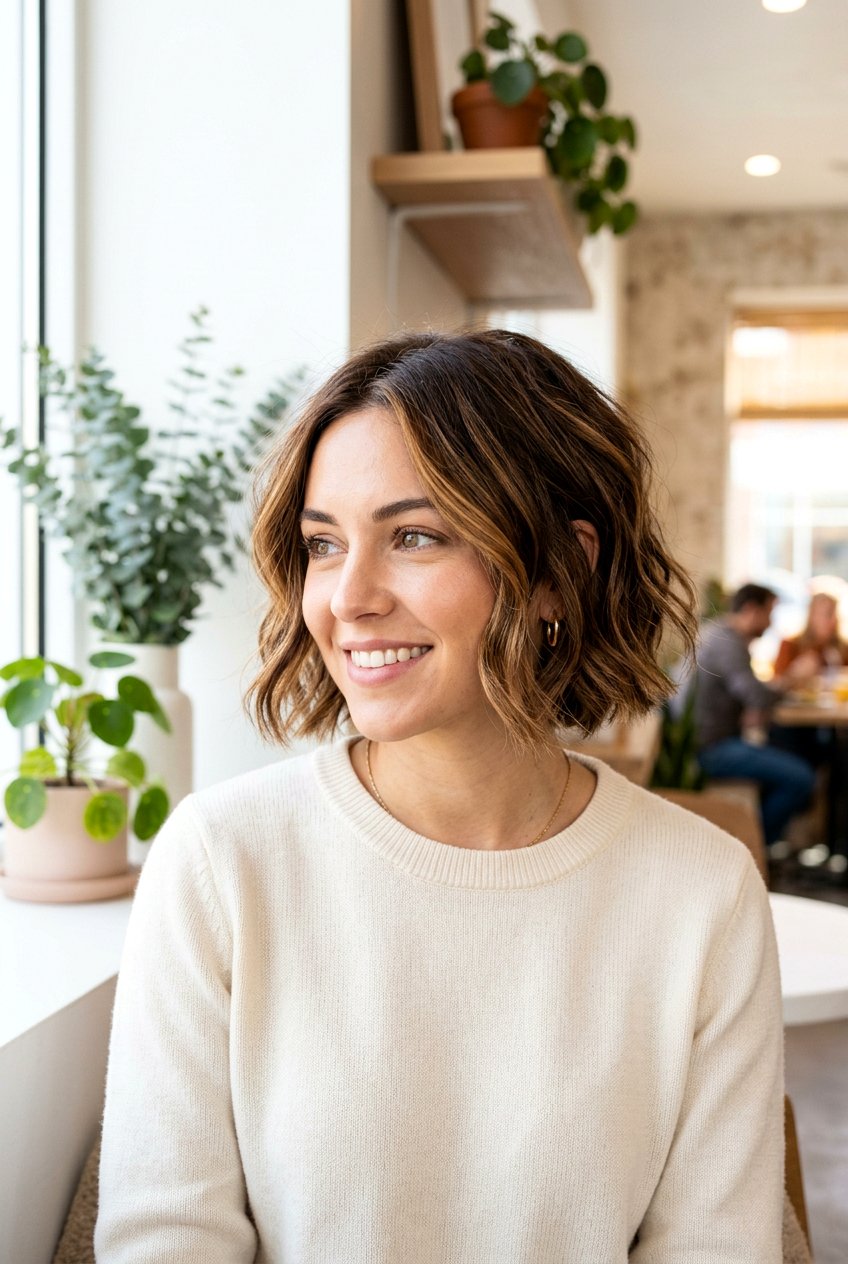 Short brunette bob with caramel highlights - 20 brunette hair with caramel highlights