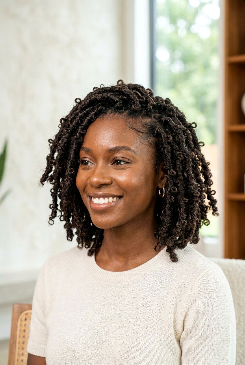 Short butterfly faux locs - 20 faux locs hairstyles - 20 faux locs hairstyles