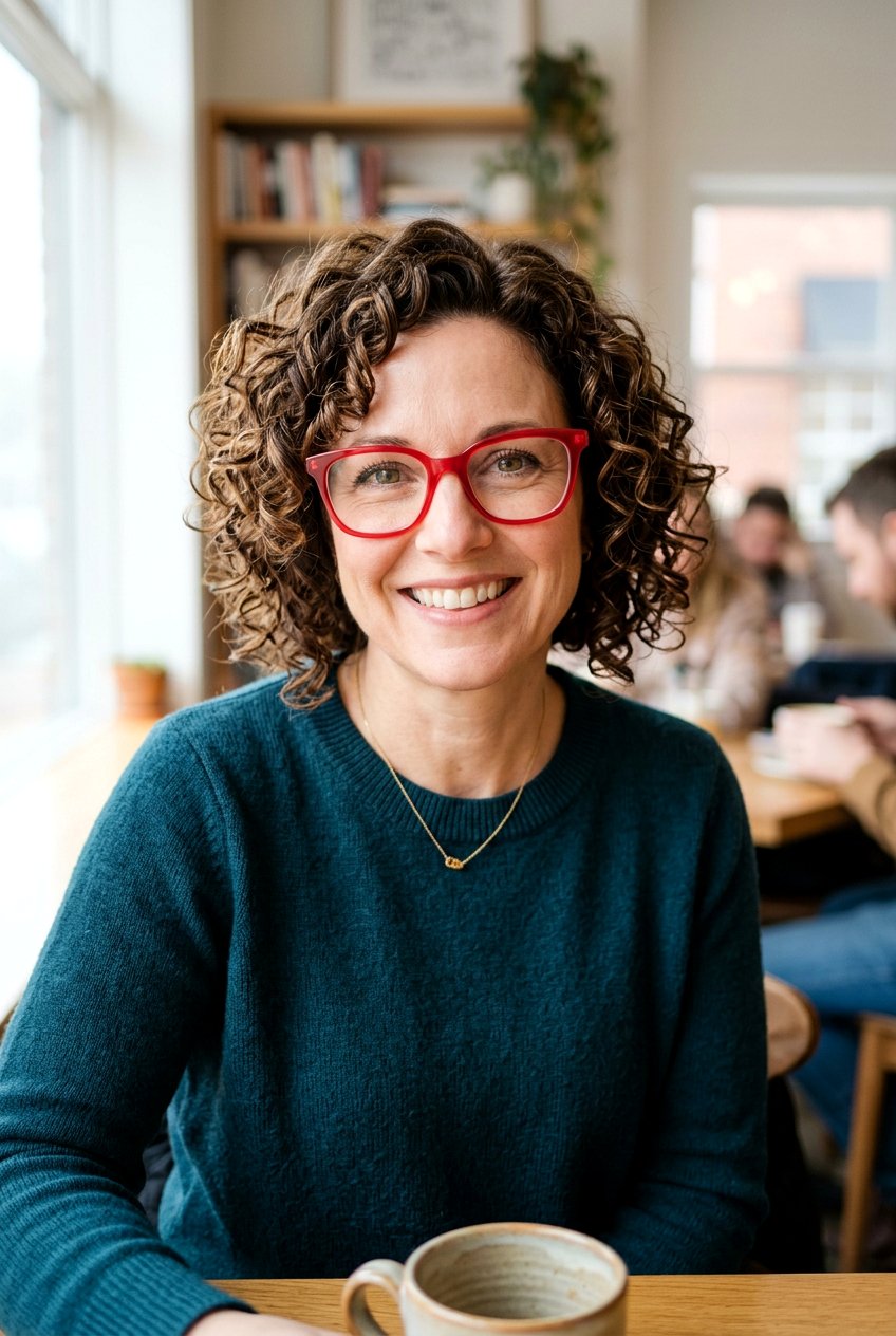 Short curly hair - 20 hairstyles for women over 40 with glasses - 20 hairstyles for women over 40 with glasses