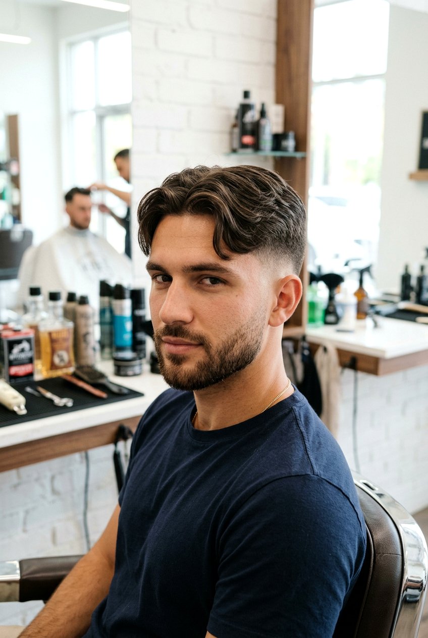 Short curtain haircut with taper fade - 20 curtain haircut for men - 20 curtain haircut for men