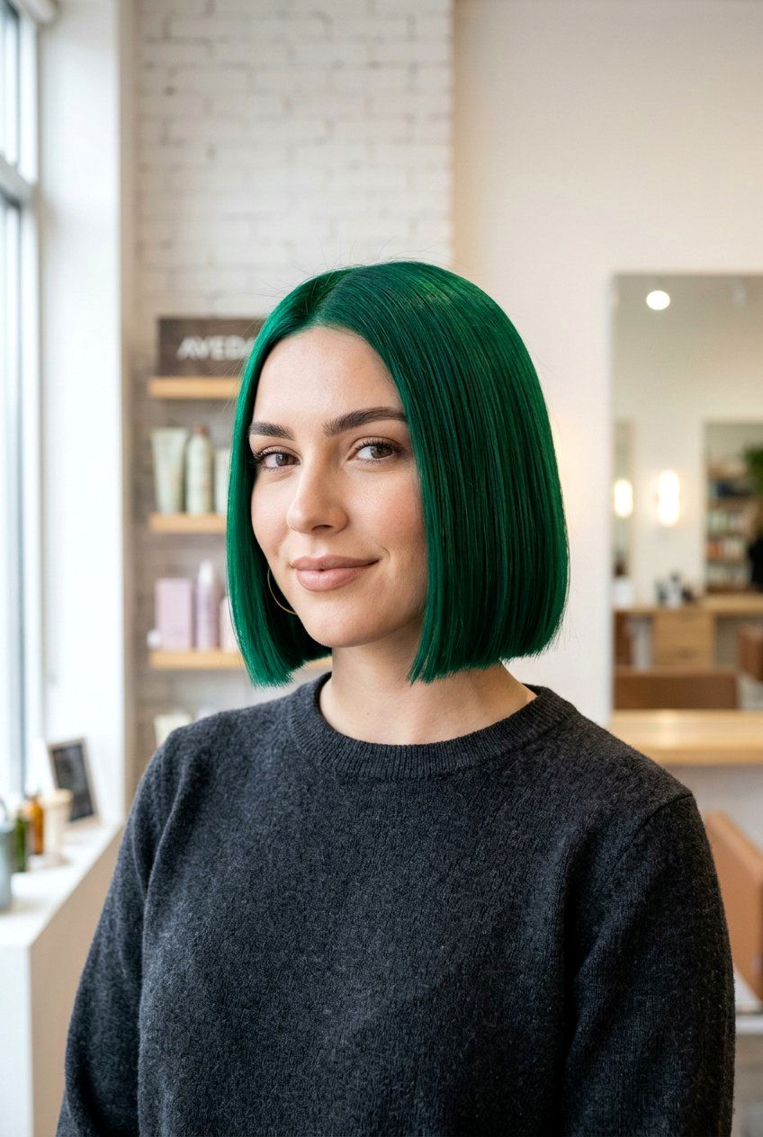 Short emerald green bob - 20 emerald green hair color - 20 emerald green hair color