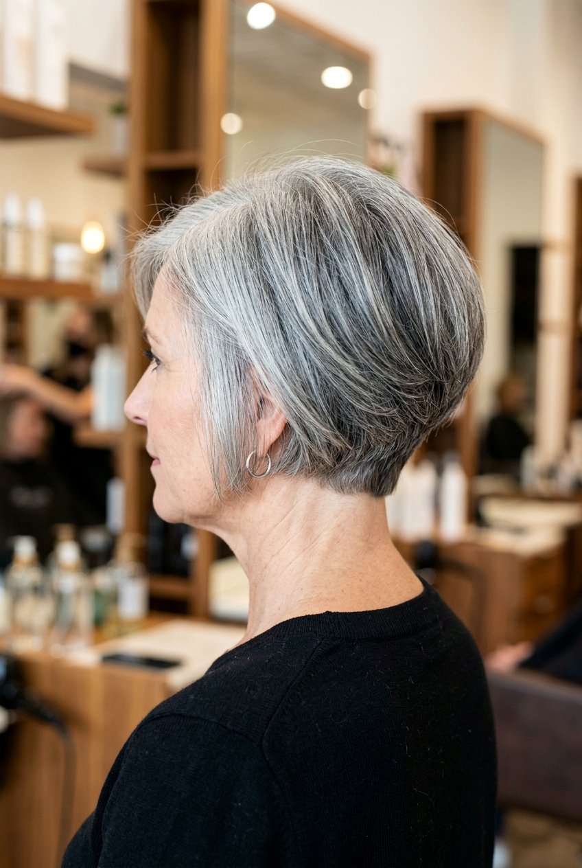 Short stacked gray bob - 20 short gray hairstyles - 20 short gray hairstyles