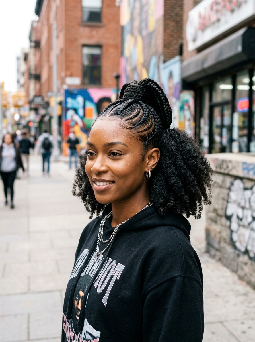 Short stitch braids into ponytail - 20 stitch braids into ponytail - 20 stitch braids into ponytail