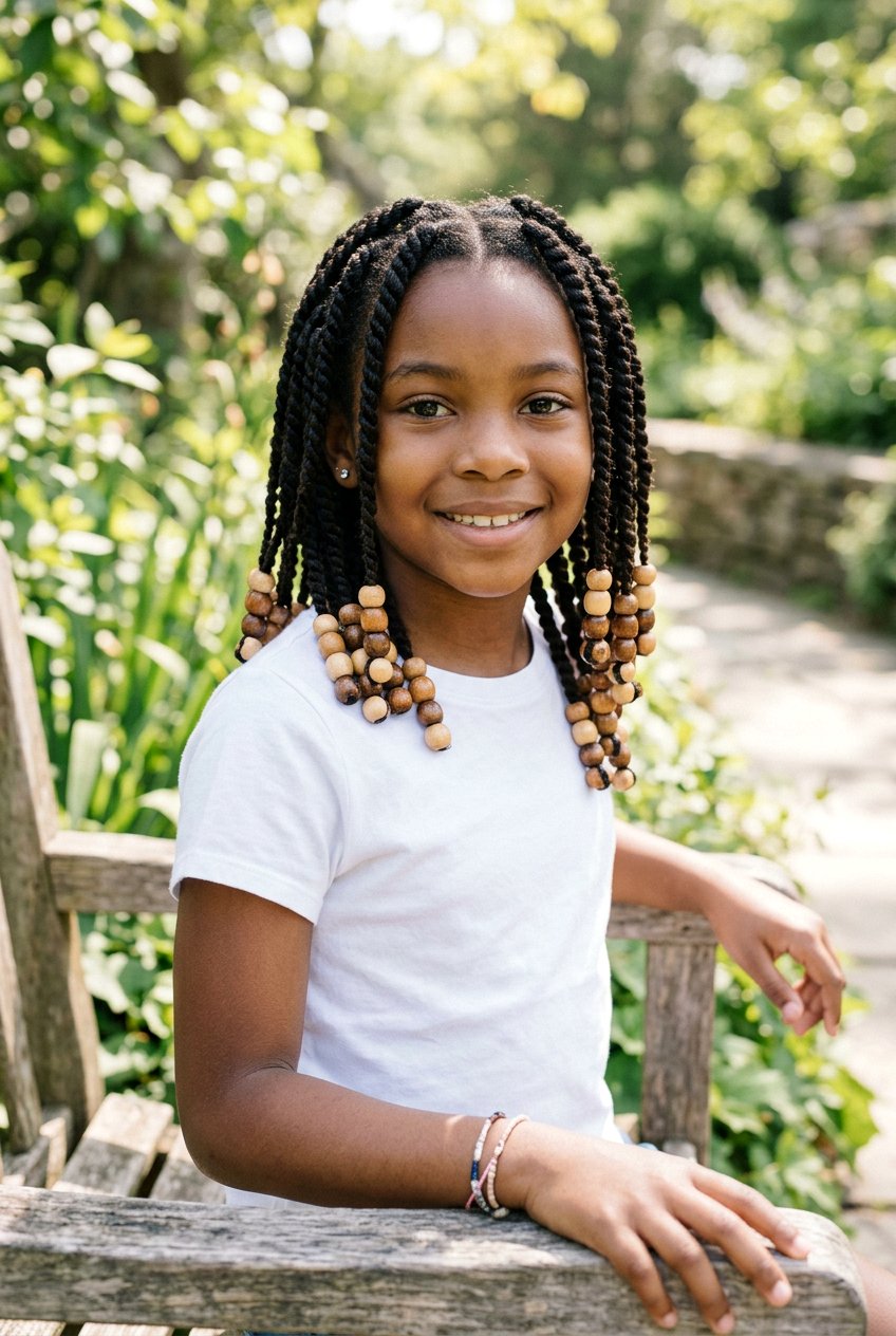 Short twists with beads - 20 little girls twists with beads - 20 little girls twists with beads