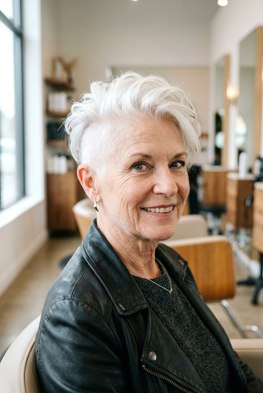 Short white hair with undercut - 20 gray hairstyles for older women - 20 gray hairstyles for older women