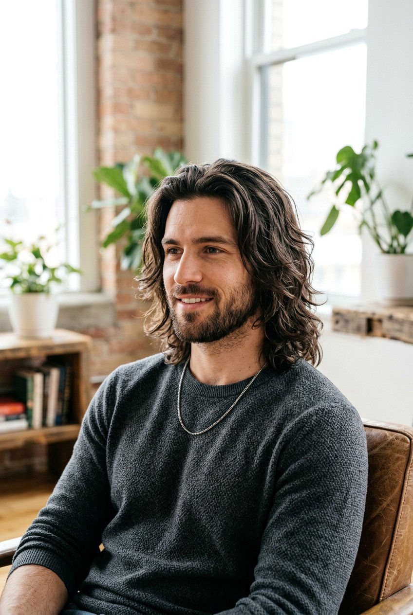 Shoulder Grazing Layers - 20 medium length hairstyles for men - 20 medium length hairstyles for men