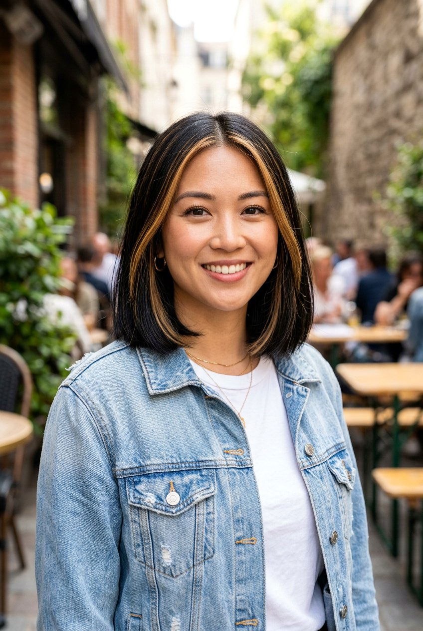 Shoulder Length Black Hair With Honey Babylights - 20 black hair with honey babylights - 20 black hair with honey babylights