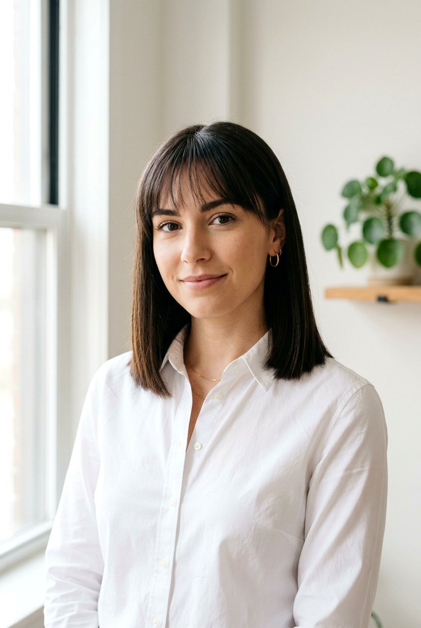 Shoulder Length Blunt Cut With Wispy Fringe - 20 wispy fringe with shoulder length hair - 20 wispy fringe with shoulder length hair