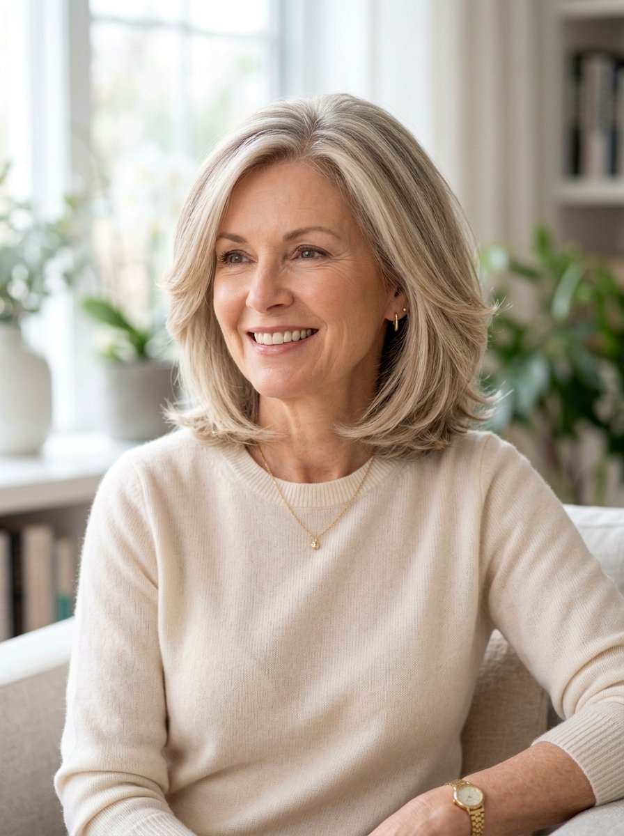 20 Elegant Shoulder Length Haircut Ideas For Women Over 60