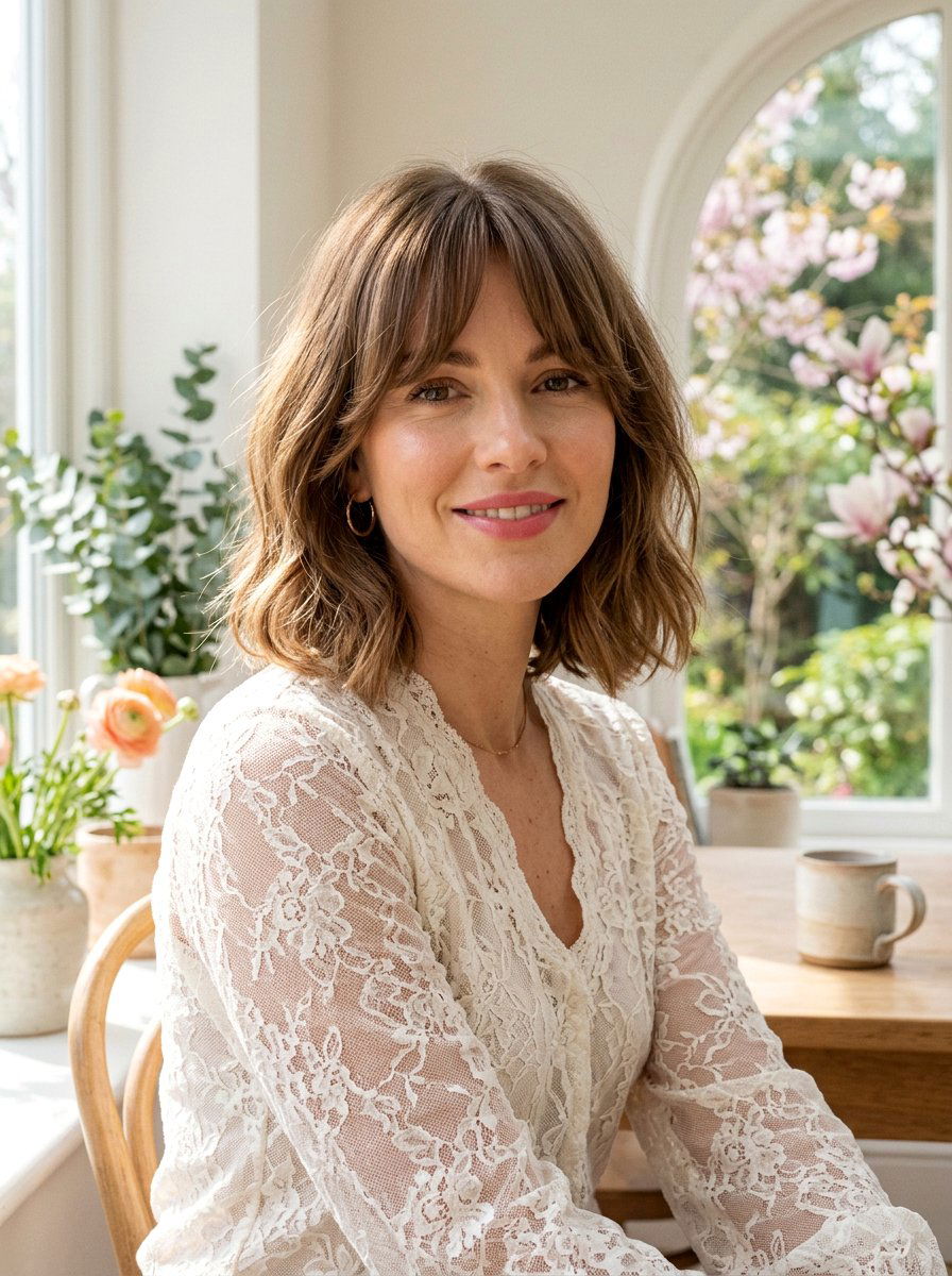 Shoulder Length Bob With Curtain Bangs - 20 shoulder length haircut ideas for women - 20 shoulder length haircut ideas for women