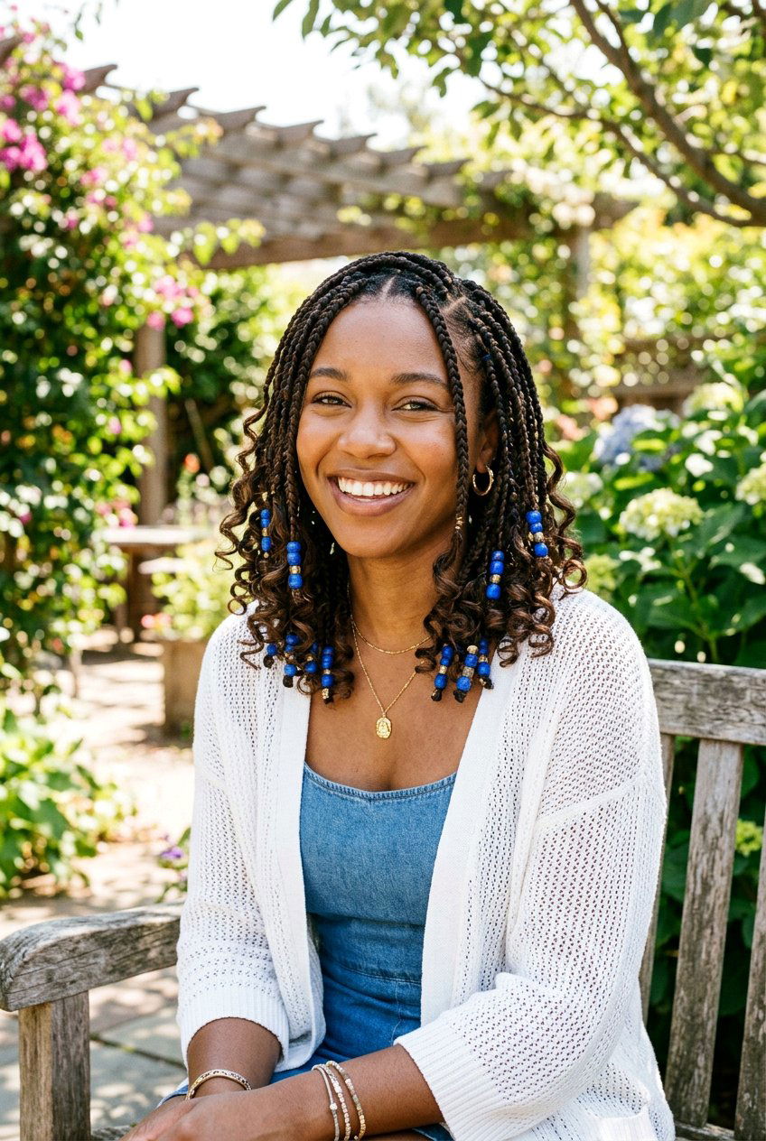 Shoulder Length Bohemian Knotless Braids With Beads - 20 bohemian knotless braids with beads - 20 bohemian knotless braids with beads