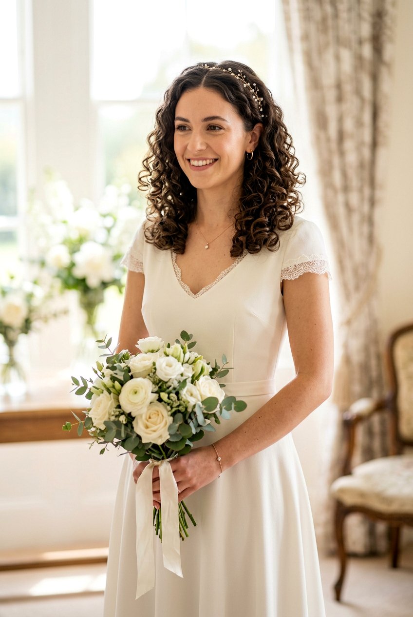 Shoulder Length Bridal Soft Curls With Middle Part - 20 bridal soft curls with middle part - 20 bridal soft curls with middle part