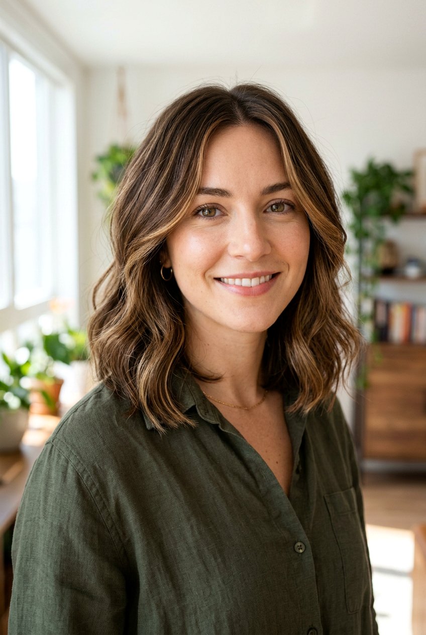 Shoulder Length Brunette With Caramel Highlights - 20 caramel face framing highlights on brunette hair - 20 caramel face framing highlights on brunette hair