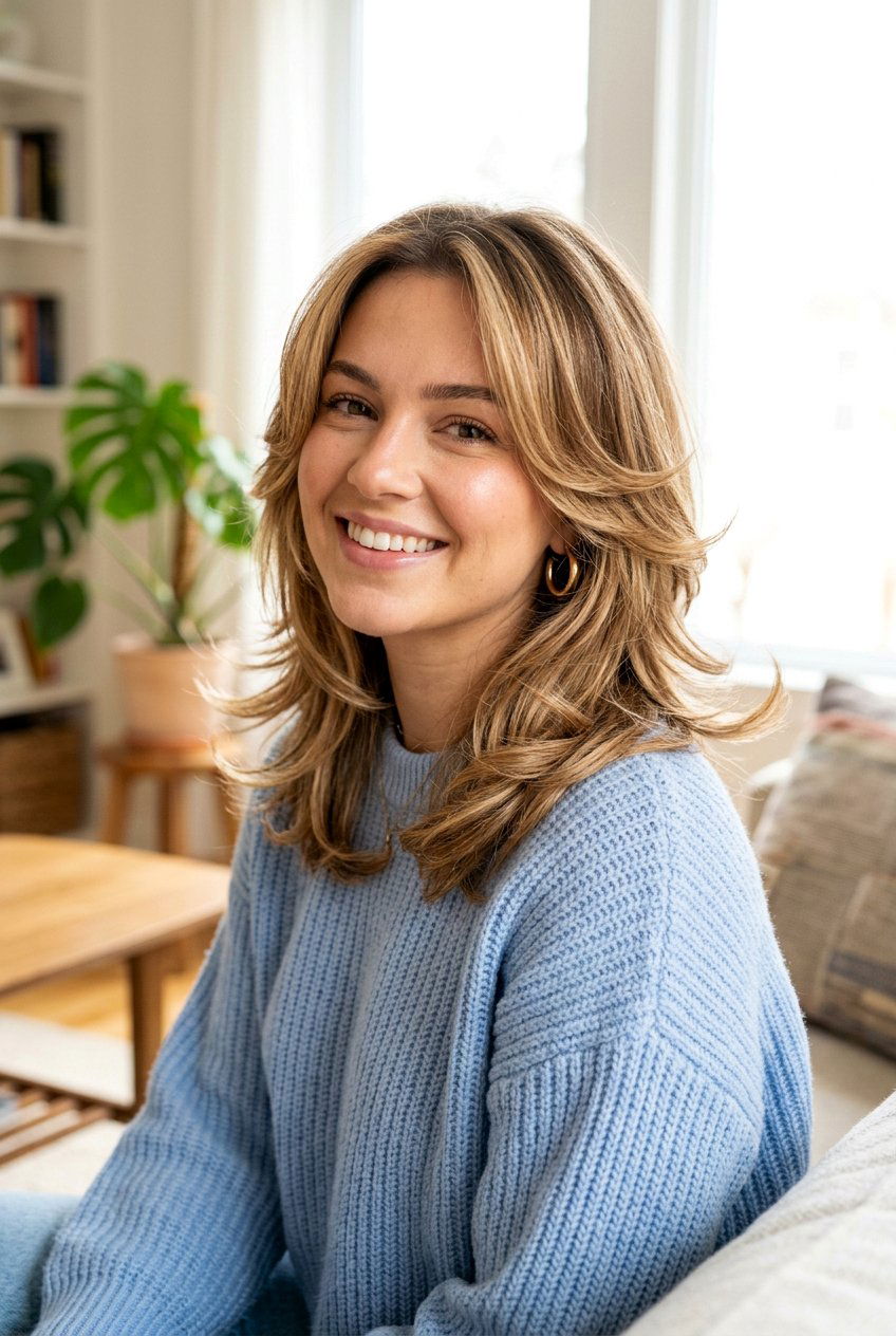 Shoulder Length Butterfly Cut - 20 soft butterfly layers for mature women - 20 soft butterfly layers for mature women