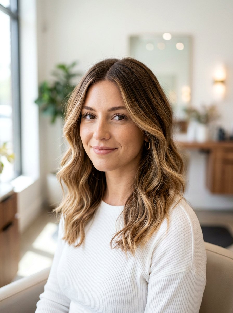 Shoulder Length Center Part Cut With Balayage - 20 shoulder length haircut with center part - 20 shoulder length haircut with center part