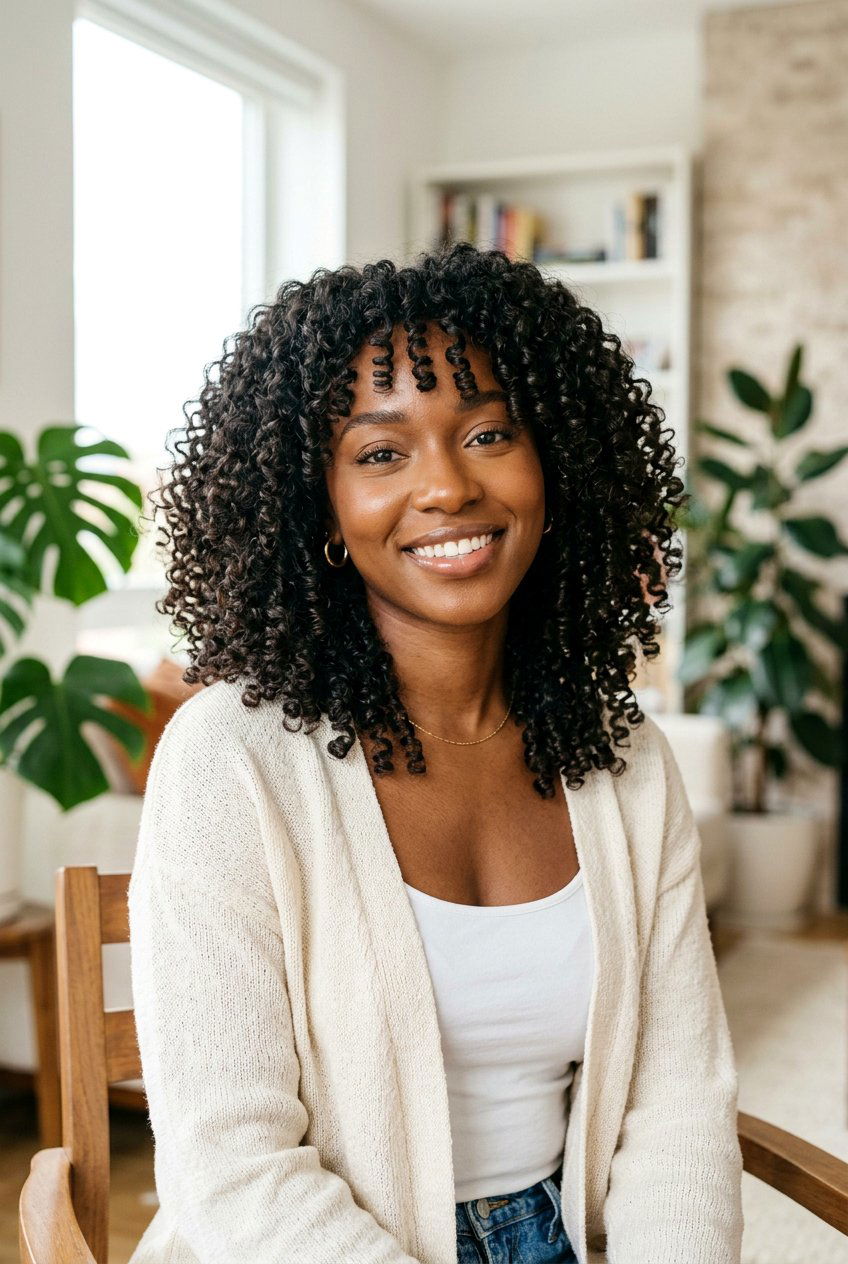 Shoulder Length Curls - 20 black women office hairstyle ideas - 20 black women office hairstyle ideas