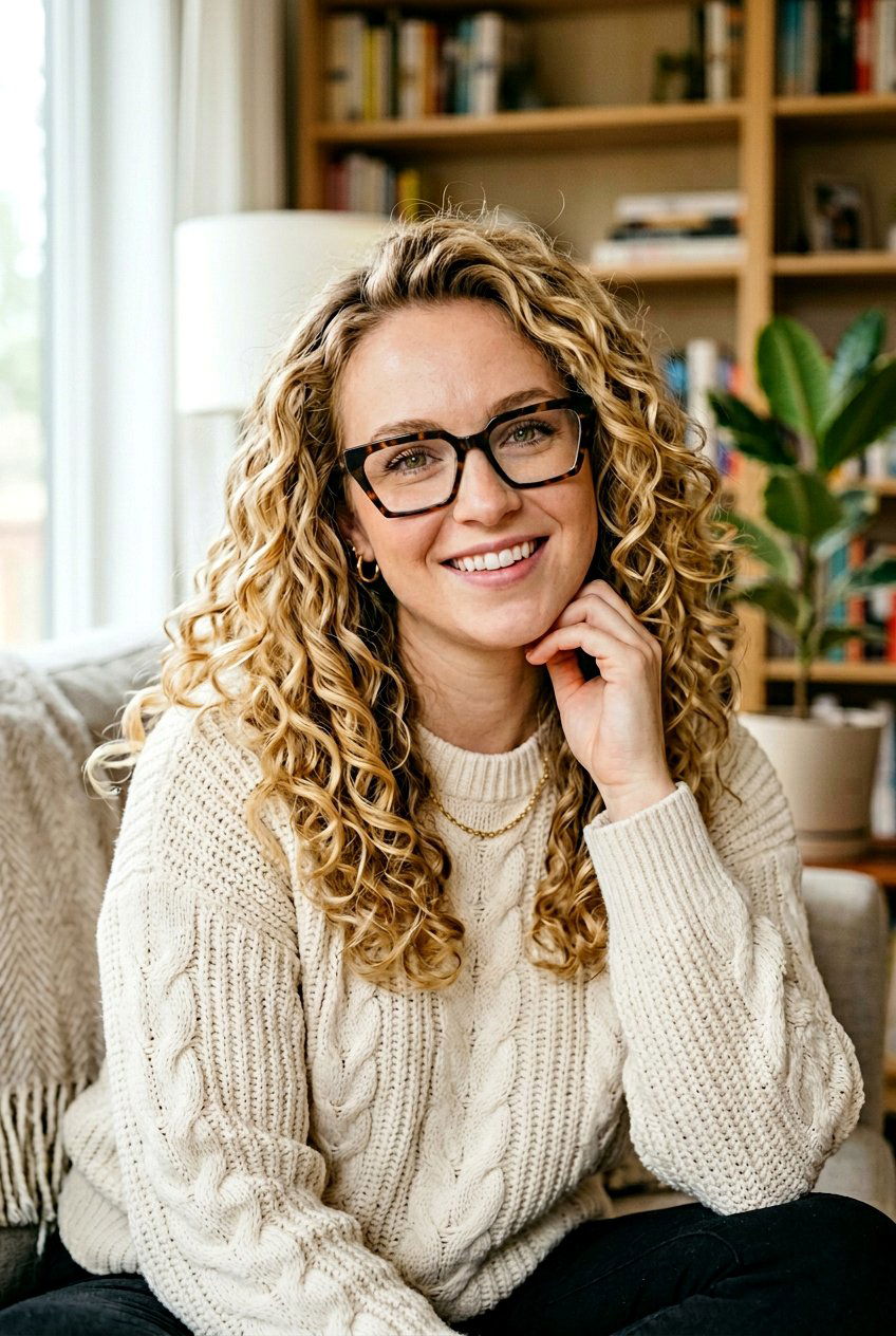 Shoulder Length Curls - 20 curly hairstyles for women with glasses - 20 curly hairstyles for women with glasses