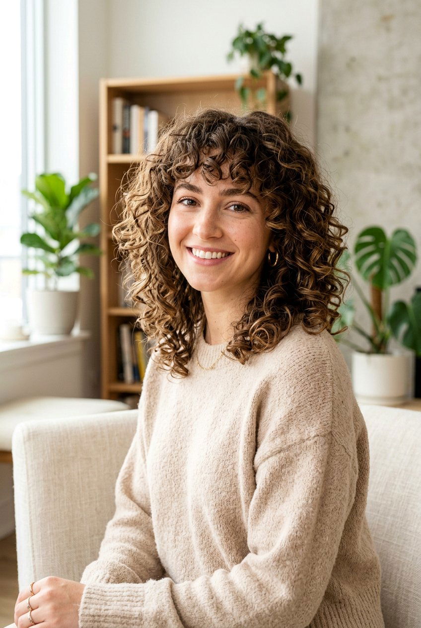 Shoulder Length Curly Cut With Bangs - 20 low maintenance haircut for curly thick hair - 20 low maintenance haircut for curly thick hair