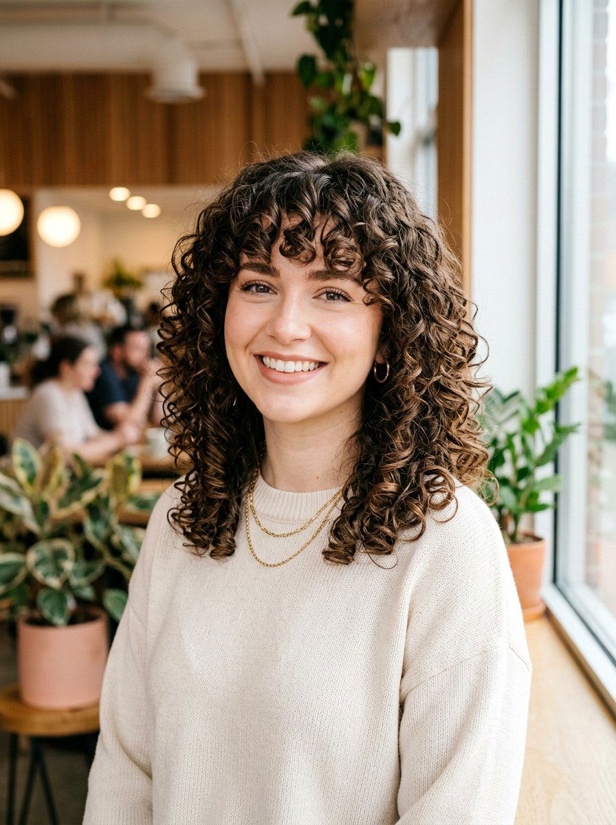 Shoulder Length Curly Hair With Bangs - 20 shoulder length haircut for curly hair - 20 shoulder length haircut for curly hair