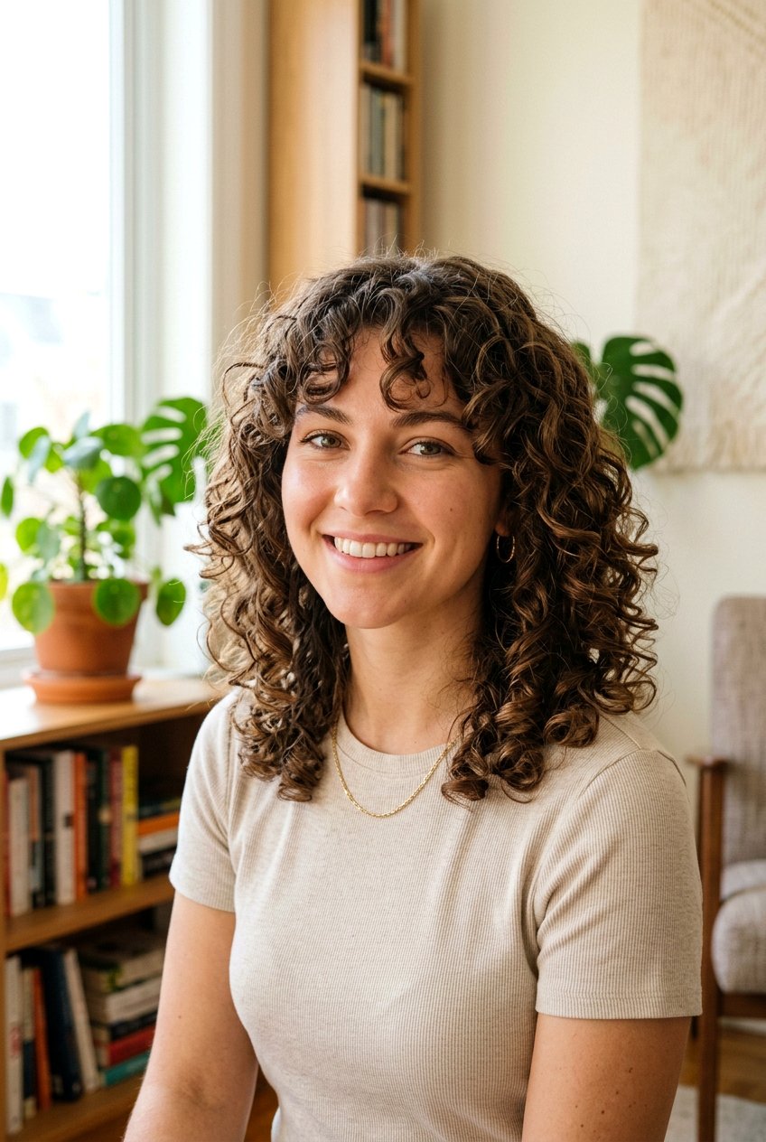 Shoulder Length Curly Hair With Curtain Bangs - 20 curtain bangs for curly hair - 20 curtain bangs for curly hair